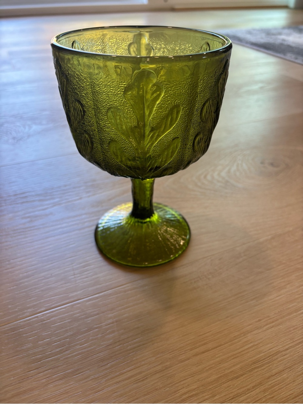 Green Pressed Glass Candy Dish Goblet